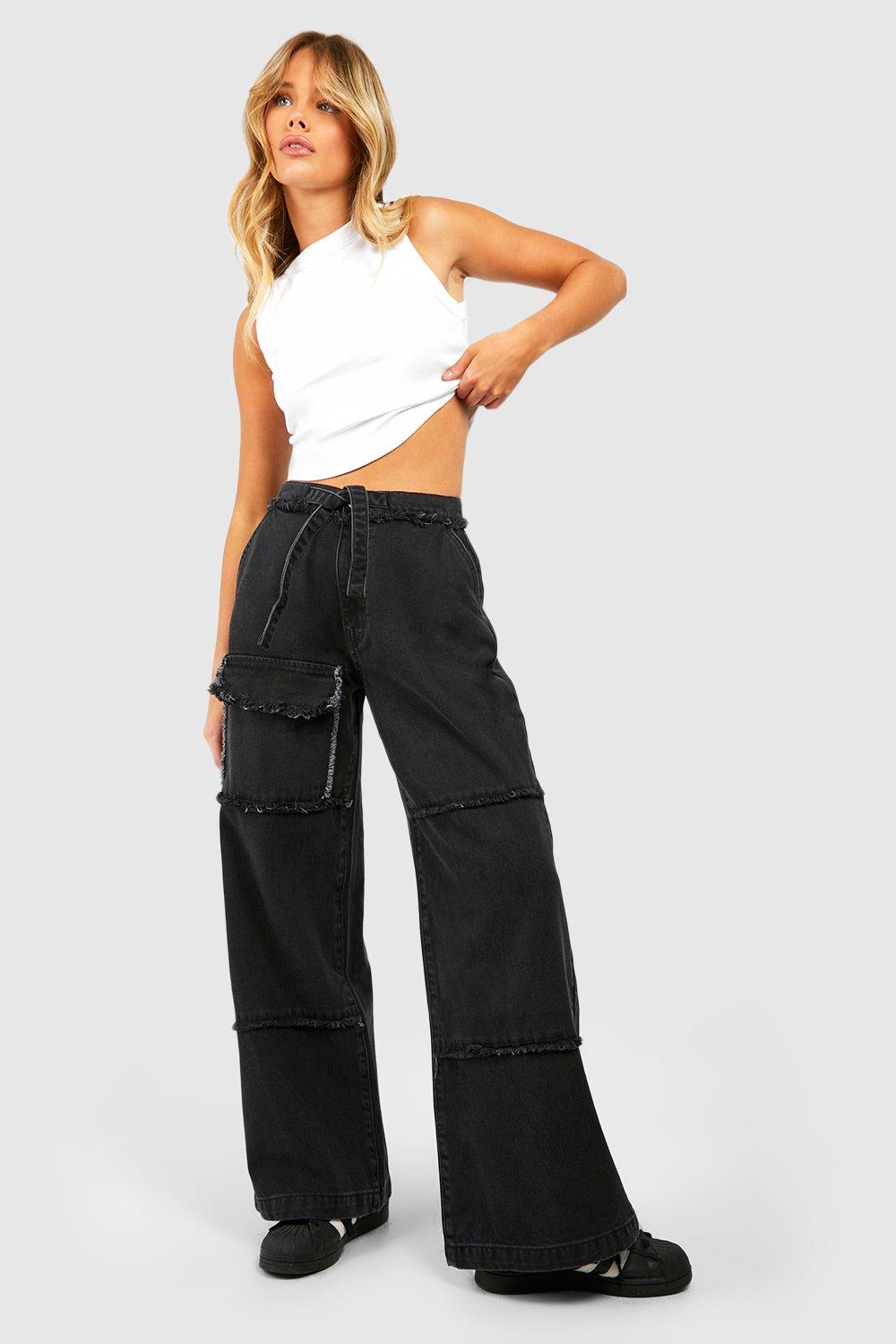 Black fray hot sale jeans